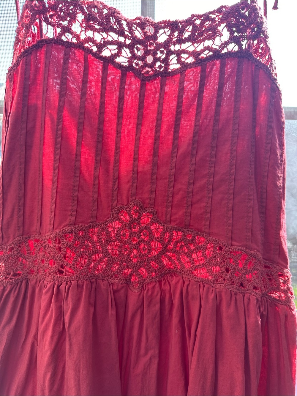 Women’s Berry Pink Crochet-Trim Maxi Dress - Picture 3 of 5